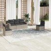 Set de sofás jardín y cojines 5 pzas ratán sintético gris claro