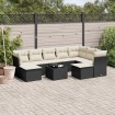 Set de sofás de jardín 10 pzas cojines ratán sintético negro