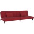 Sofá cama de 2 plazas con dos almohadas terciopelo rojo