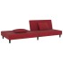 Sofá cama de 2 plazas con dos almohadas terciopelo rojo