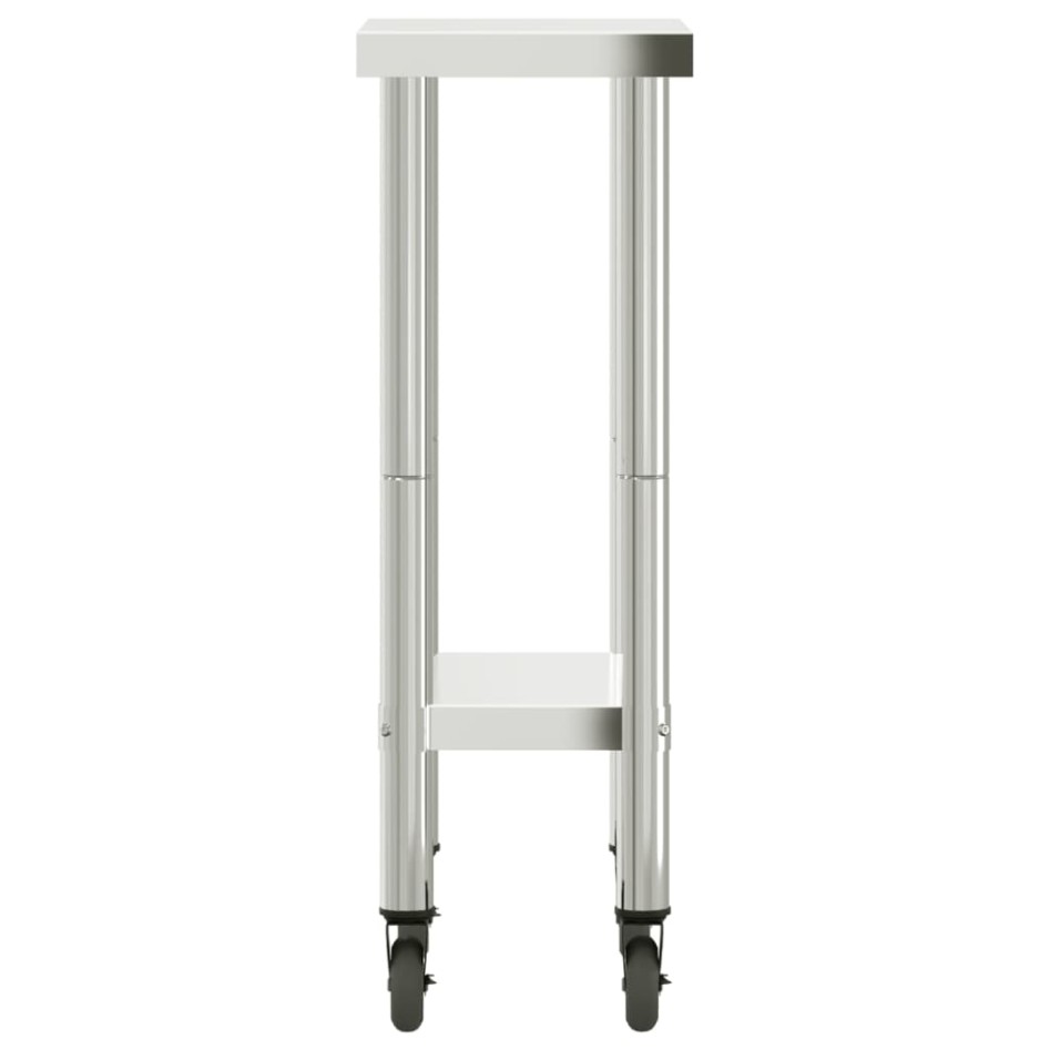 Mesa de trabajo de cocina con ruedas acero inox 55x30x85