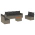 Set de muebles de jardín 9 pzas y cojines ratán sintético