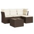 Set comedor de jardín 5 piezas y cojines ratán sintético