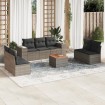 Set de sofás de jardín 8 pzas y cojines ratán sintético gris