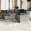 Set de sofás de jardín 10 pzas con cojines ratán sintético gris