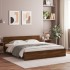 Estructura de cama cabecero y luces LED marrón roble 180x200
