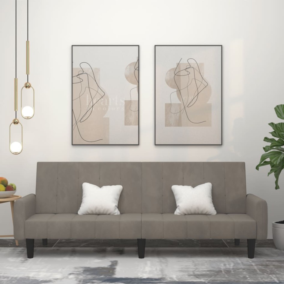 Sofá cama de 2 plazas terciopelo gris