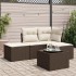 Set comedor de jardín 5 piezas y cojines ratán sintético
