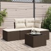 Set comedor de jardín 5 piezas y cojines ratán sintético marrón