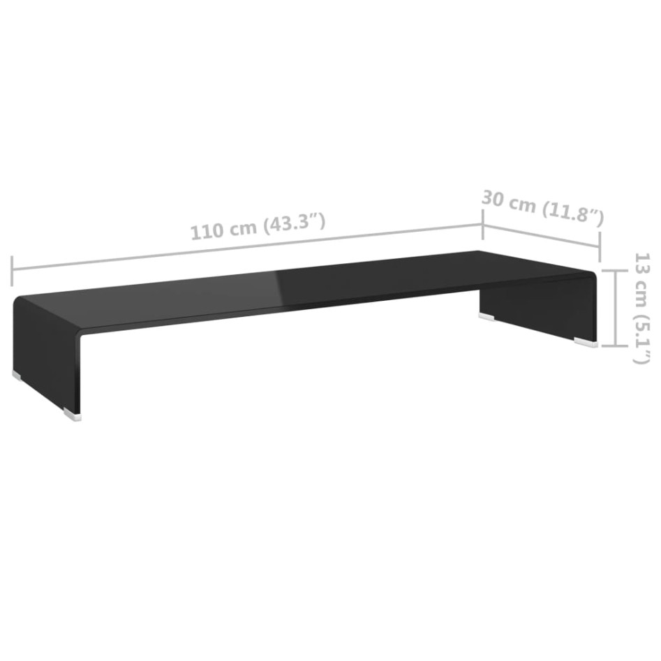 Soporte para TV/Elevador monitor cristal negro 110x30x13