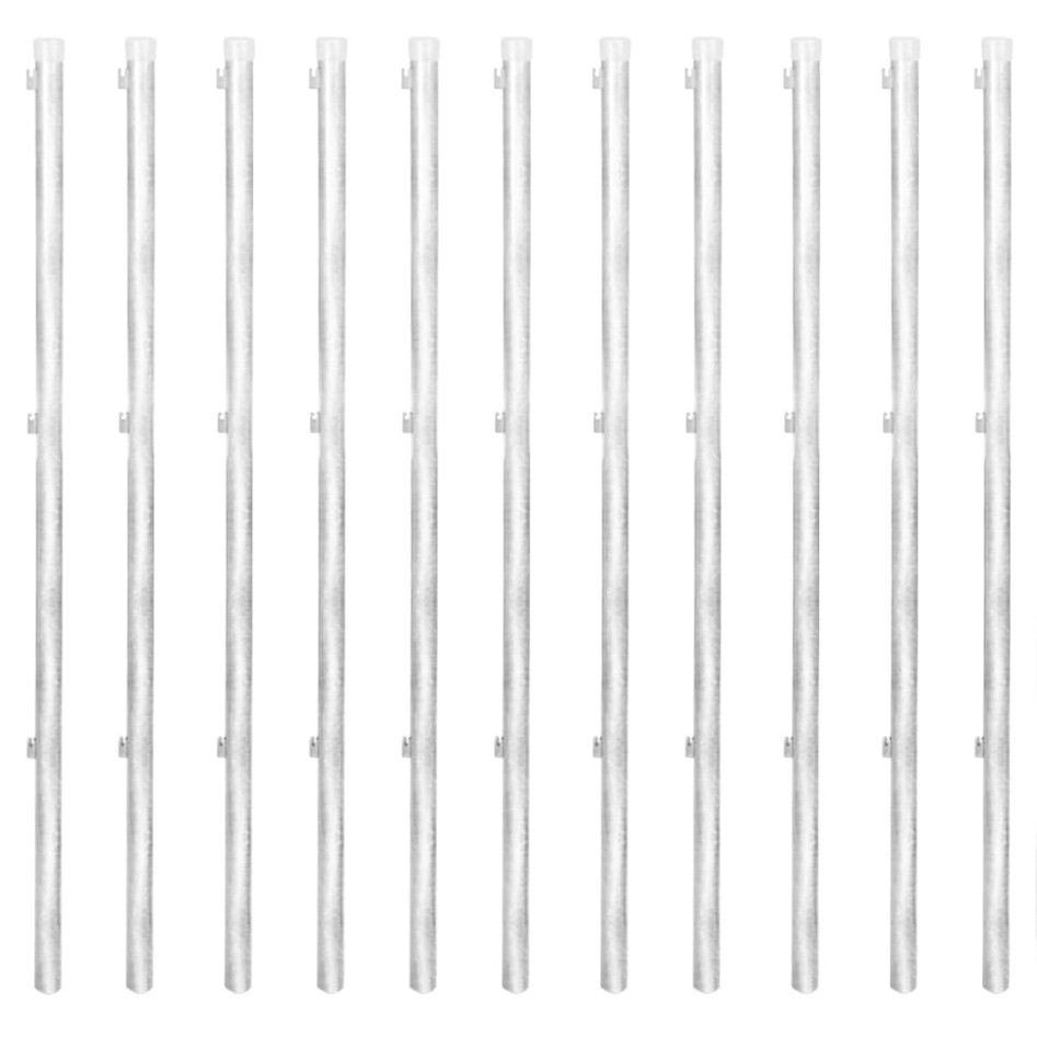 Valla de alambre y postes acero galvanizado plateado 25x0,8