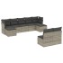Set muebles jardín 9 pzas y cojines ratán sintético gris