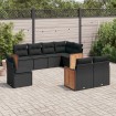 Set de sofás de jardín 8 piezas y cojines ratán sintético negro