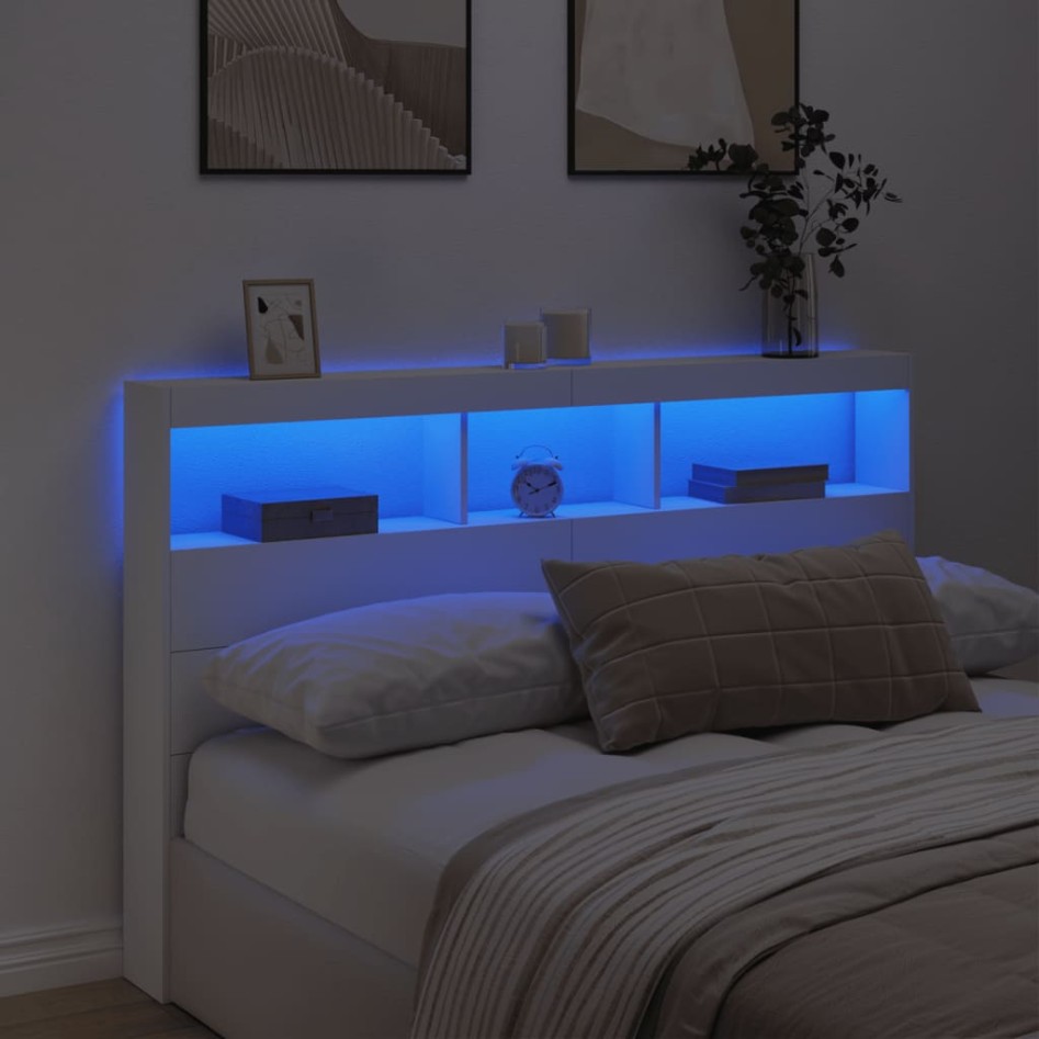Cabecero de cama con LED blanco 160x17x102