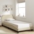 Estructura de cama con cabecero sin colchón tela crema