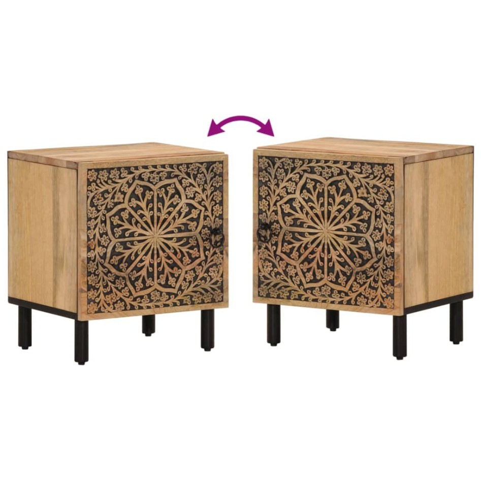 Mesitas de noche 2 uds madera maciza de mango 40x33x46