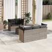 Set de sofás de jardín 6 pzas y cojines ratán sintético gris
