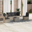 Set de sofás de jardín 6 pzas y cojines ratán sintético gris
