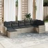 Set de sofás de jardín 7 pzas con cojines ratán PE gris