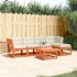 Set de sofás jardín 5 pzas con cojines madera pino marrón