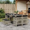 Set comedor de jardín 9 pzas cojines ratán sintético gris claro