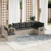 Set de sofás de jardín 6 pzas y cojines ratán sintético gris