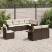 Set sofás de jardín 8 piezas y cojines ratán sintético marrón
