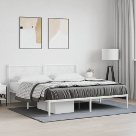 Estructura cama sin colchón con cabecero metal blanco