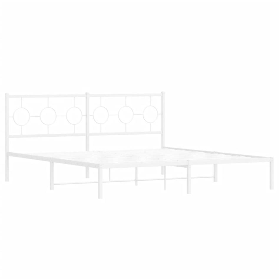 Estructura cama sin colchón con cabecero metal blanco