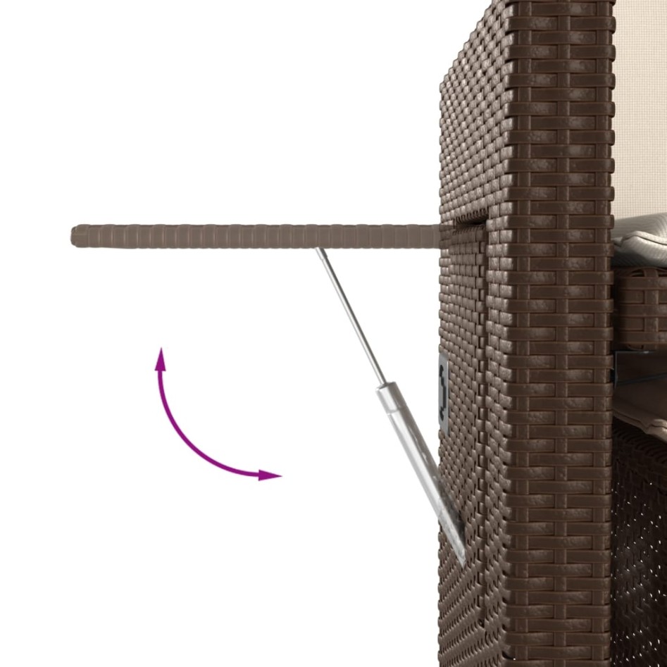 Sillón reclinable de jardín con cojines ratán sintético