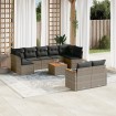 Set de sofás de jardín 10 pzas con cojines ratán sintético gris