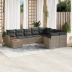 Set de sofás de jardín 10 pzas con cojines ratán sintético gris