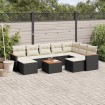 Set de sofás de jardín 10 pzas cojines ratán sintético negro