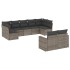 Set de muebles de jardín 9 pzas y cojines ratán sintético