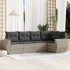 Set de sofás jardín y cojines 5 pzas ratán sintético gris