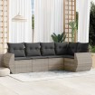 Set de sofás jardín y cojines 5 pzas ratán sintético gris claro