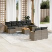Set de sofás de jardín 10 pzas con cojines ratán sintético gris
