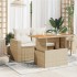 Mesa de jardín ratán PE y madera de acacia beige 100x55x73