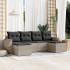 Set de sofás de jardín 6 pzas y cojines ratán sintético