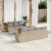 Juego de sofás de jardín con cojines beige 8 pzas ratán PE