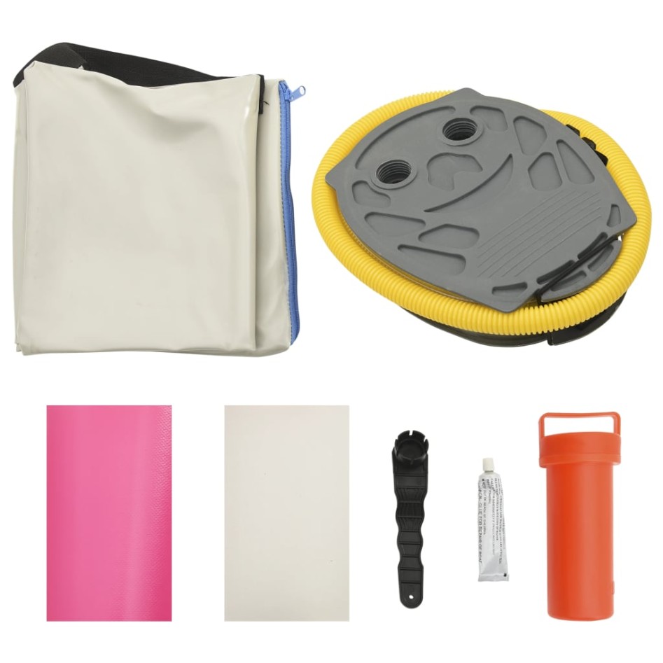 Esterilla inflable de gimnasia y bomba PVC rosa 100x100x20