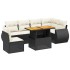 Set de comedor de jardín 7 pzas y cojines ratán sintético
