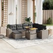 Set de sofás de jardín 8 pzas y cojines ratán sintético gris