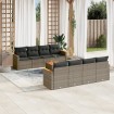Set de muebles de jardín 9 pzas y cojines ratán sintético gris