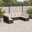 Set de sofás de jardín 9 pzas y cojines ratán sintético marrón