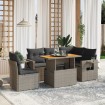 Set de muebles de jardín 6 pzas y cojines ratán sintético gris