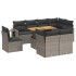 Set de muebles de jardín 9 pzas y cojines ratán sintético