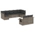 Set de muebles de jardín 9 pzas y cojines ratán sintético