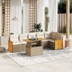 Set sofás de jardín 7 piezas y cojines ratán sintético beige