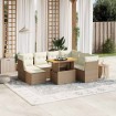 Juego de sofás de jardín con cojines beige 8 pzas ratán PE